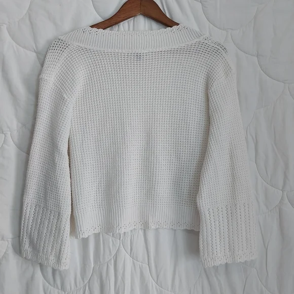 Vintage Notations Womens Size 3X Crochet Knit White Crop Open Cottage Cardigan - Picture 11 of 11